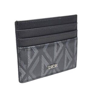Dior Black CD Diamond Canvas Card Holder / Wallet